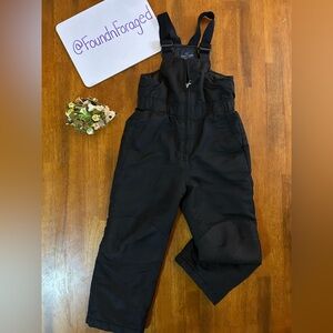 Black Snow Bib | Youth XS (4–5) |  Durable Knees + Snow-Blocking Gators